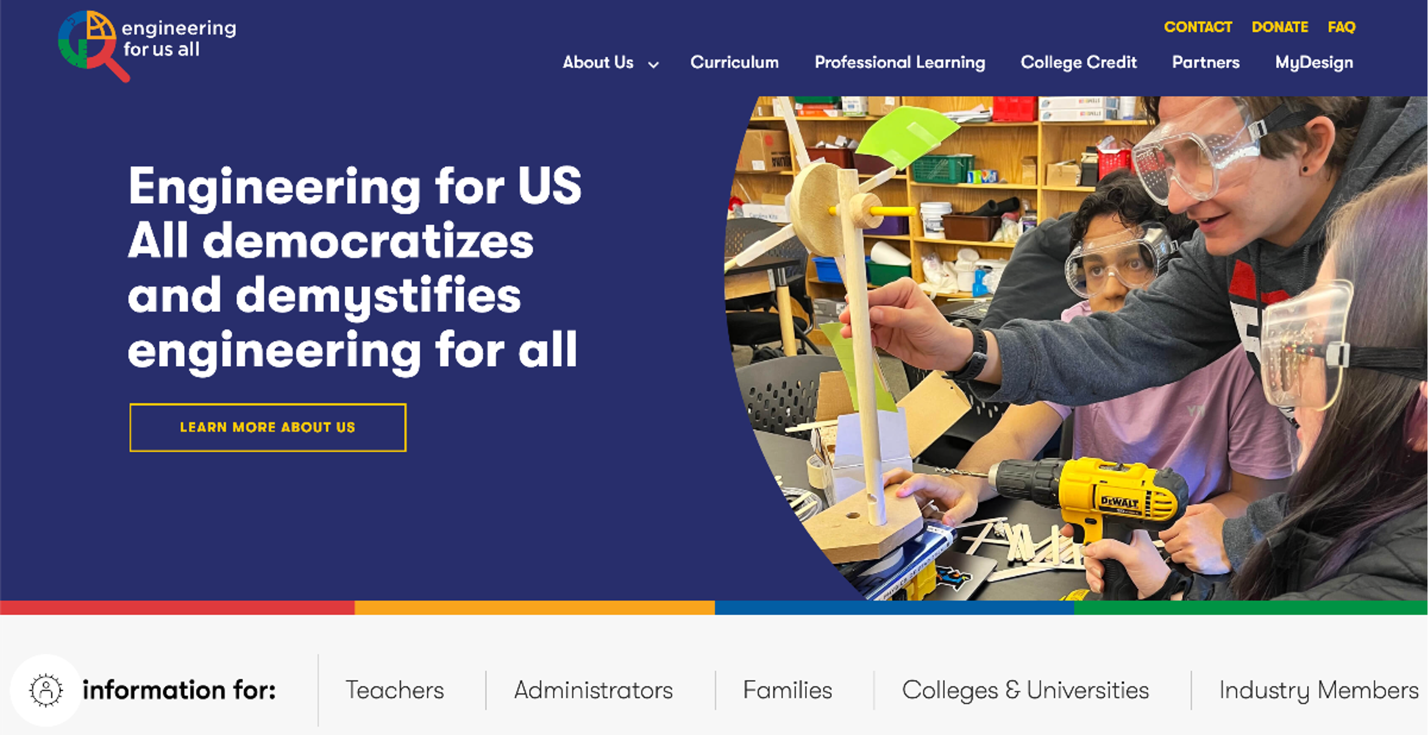 screenshot of the new e4usa website